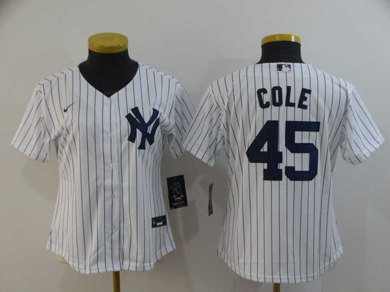 Women Yankees 45 Gerrit Cole White 2020 Nike Cool Base Jersey,We sell and wholesale Women Yankees 45 Gerrit Cole White 2020 Nike Cool Base Jersey on line form chian!